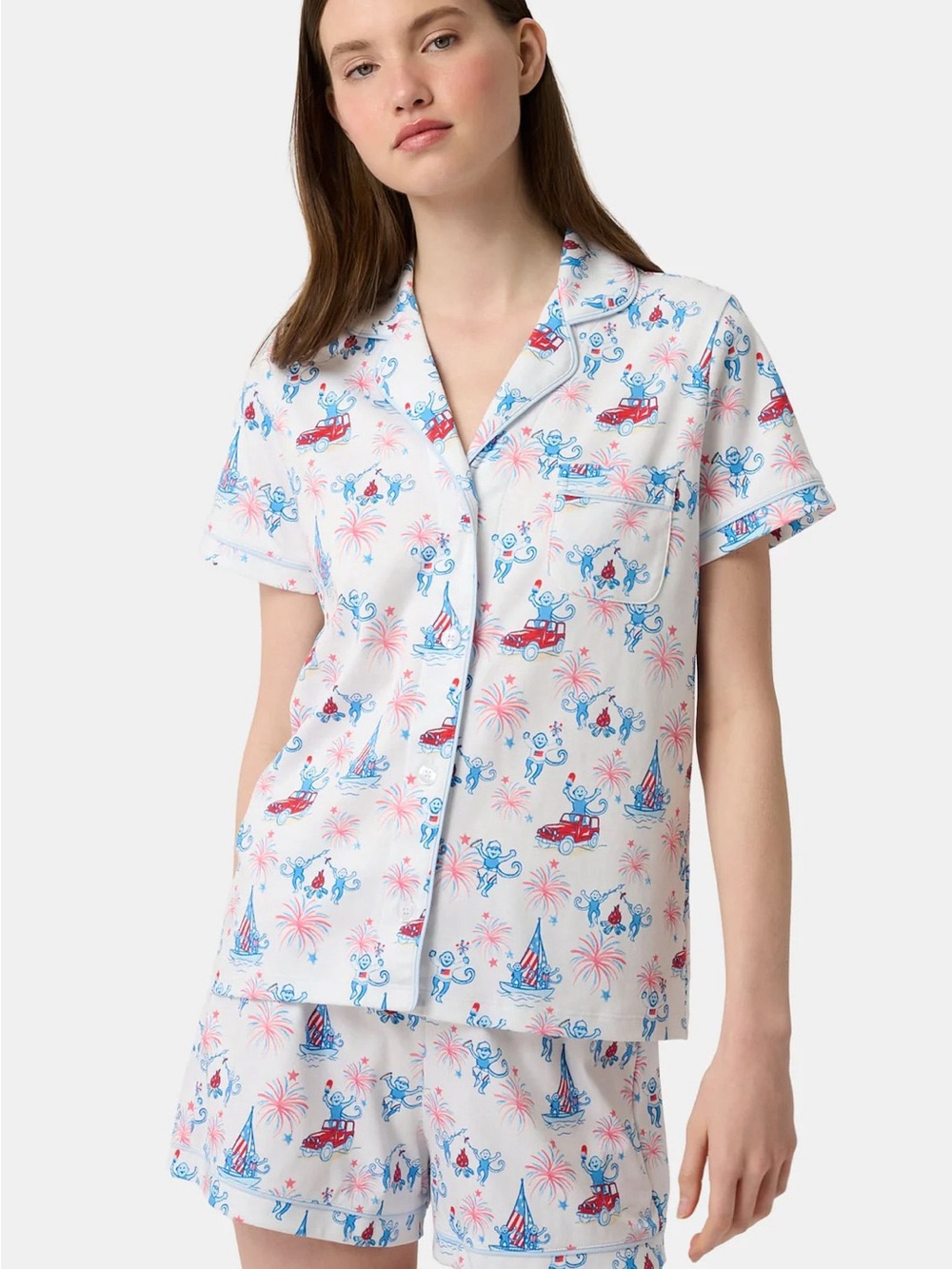 Roller Rabbit Short Pajama Set Star Spangled Monkeys Women’s Small